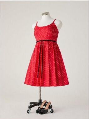 Torrid Retro Chic Belted Swing Dress Size 00 Midnight Dots Red Cotton NWT